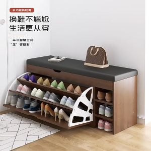 N78C Wooden Shoe Bench / Shoe Rack Stool PU Seat Household Shoe Stool Bench/Local Stock