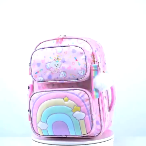 Balo Học Sinh Bé Gái Chống Gù Siêu Nhẹ Kỳ Lân Cầu Vồng – Chống Thấm Dung Tích Lớn Cực Dễ Thương