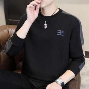 HENGYUANXIANG | เสื้อยืดคอกลมแขนยาวผู้ชาย สไตล์ฤดูใบไม้ร่วง เสื้อเชิ้ตบาง เสื้อผ้าทำงาน ทรงหลวม ดูดซับความชื้นได้ดี สวมใส่สบาย ระบายอากาศได้ดี