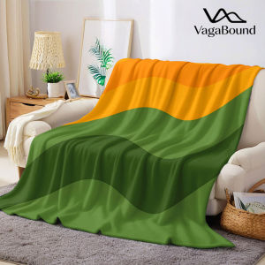 Orange Green Waves Flannel Blanket Warm Soft Halloween Christmas Decorative Couch Warm Cozy All-Season Gift
