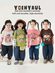 YOEHYAUL | Cute Cartoonish False Two-Piece T-Shirt for Girls