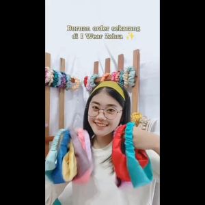 BANDANA SERUT VELVET - Bandana korea puff headband ruffle kerut velvet accessories awan aksesoris wanita
