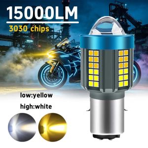 Heyword Motorcycle Headlight Dual Color White Yellow Hi L H4 H6 BA20D LED Beam Lens Fog Lamp for Motobike Scooter Running Light