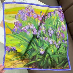 ผ้าพันคอไหมดอกเดซี่สีเขียว ผ้าพันคอขนาดเล็กแบบสี่เหลี่ยม ผ้าคลุมไหล่ตกแต่งด้วยภาพวาดดอกไม้ ผ้าพันคอไหมคุณภาพสูงสำหรับผู้ชายและผู้หญิง