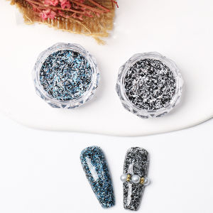 1PC Len Sơn Móng Tay Lấp Lánh Bột Thô Quay Mềm Kết Cấu Nylon Màu Đen/Trắng Cho DIY Làm Móng Nghệ Thuật Sáng Tạo