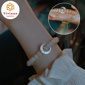 Viviann Original sterling silver Moon Jade Bracelet Butterfly Pendant Bracelet Advanced Clasp Jade Crystal Beads Strand Bracelets Women Fine Jewelry Charm Jewellery Fashion Amulet Gifts Women Bangle