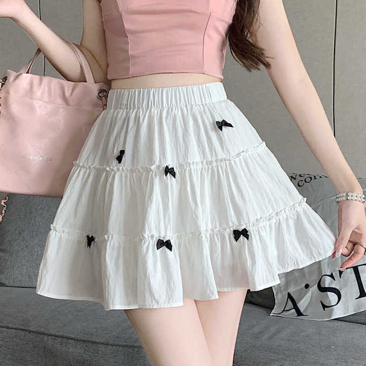 Summer New High Waist A-Line Mini Skirt for Women Butterfly Knot
