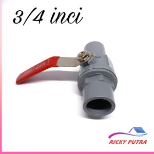 Stopkran PVC ukuran 1/2 & 3/4 inci ball Valve hpp gagang tongkat besi