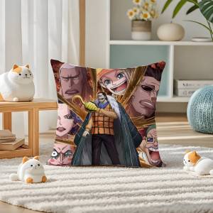 Bandai | One Piece Grand Line Journey Anime Plush Pillow Cover Soft Short Plush Cushion Cover For Sofa Bedroom Home Decor Gift Decoration
