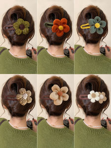 Large Size Autumn Winter Flower Duckbill Hair Clip Womens Back of Head Hair Clip Stylish One-Word Shark Jaw Hair Accessory