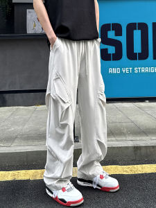 Quần Công Sở Phong Cách Mỹ Cho Nam Mùa Hè Mỏng Bằng Lụa Băng Nhanh Khô Quần Đeo Chéo Quần Áo Bảo Hộ Lao Động Quần Áo Chống Gió Mềm