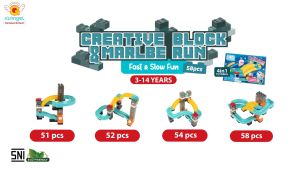 IQAngel Creative Block & Marble Run Toys Fast & Slow Fun/ Mainan Susun Balok/ Mainan Anak DIY 58 pcs