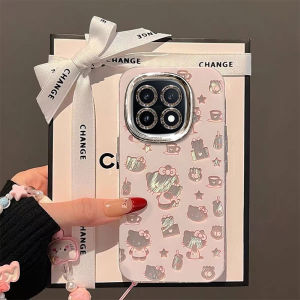 Full Protection Phone Case for iQOO15 New Cartoon Creative KT Cat Design Vivo V2505A Acrylic Shell with Lanyard Precision Holes