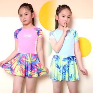 Đồ Bơi Cho Bé Gái Bộ Bơi Bé Gái Váy Liền Thân Habi Fashion HB2402 Liền Thân Tặng Kèm Mũ Chất Liệu Co Giãn Cho Bé Từ 9-32kg