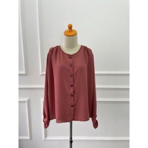 Kemeja Kasual Polos Jumbo Ld 130 Bahan Crinkle Import - 300gr Pakaian Atasan Wanita Lengan Panjang / Bluse Wanita Lengan Panjang Murah / Fashion Baju Korean Style Good Quality