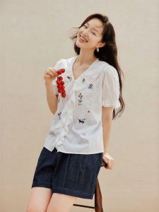 INMAN | Cotton Lace Trimmed Blouse Summer