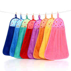 Coralline Fleece Hand Towels Hanging Kitchen Absorbent Baby Hand Towels Quick Dry Cloth Household Personal Cleaning Tools