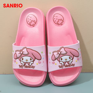 Adorable Sanrio Meow Meow Indoor Slippers New Childrens Cartoon PVC Anti-slip Wear-resistant Flat Heel Slip-On Shoes for Girls