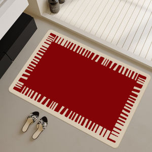 Water Absorbent Red Bathroom Mat Anti Slip Soft Technology Leather Door Mat for Wedding Moving in Home Decorative Entrance Rug