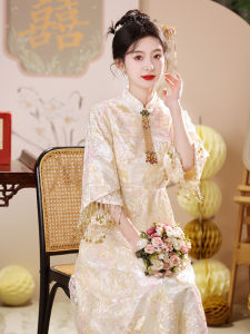 New Chinese Style Cheongsam Engagement Ceremony Dress Light Colored First Birthday Banquet Mother Large Size Adult Ceremony Womens Dress