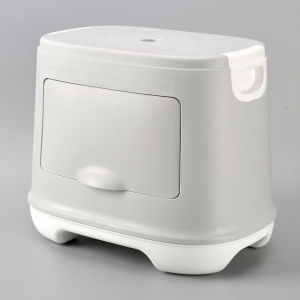 เก้าอี้นั่งพลาสติกหนาแบบมีฝาปิดพร้อมเก็บของสำหรับเด็กและผู้ใหญ่ ด้านล่างเป็นยางกันลื่น สำหรับห้องน้ำและห้องนอน