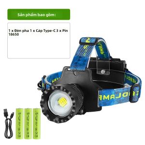 Đèn Pha LED 2000W Công Suất Cao 6000M Tầm Xa Có Thể Sạc Lại 18650 Đèn Pin Câu Cá Siêu Sáng 360 °   Đèn Pha Chống Nước Góc Chiếu Rộng