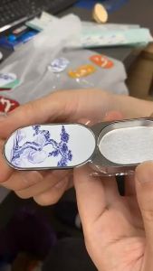 1/2Pcs Moon Shaped Zinc Alloy Balm Container Polished Surface Slide Lid Portable For Daily Travel Use〔YY32〕