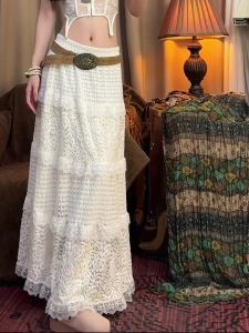 Fall New Style Gentle Heavy Embroidery Lace Design Half Skirt Fashionable Elegant Skirts Popular 2025 A-Line Midi Skirt