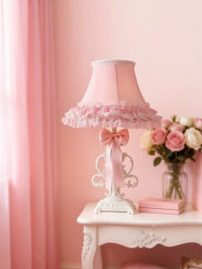 OUCHAO | French Court Lace Pink Girl Heart Bedside Lamp