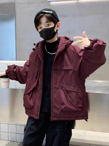Boys Thickened Fleece Cotton Jacket Autumn Winter Casual Style Zipper Closure Hooded Coat Breathable Comfortable Childrens Outerwear