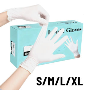 Găng Tay Nitrile Trắng Dùng Một Lần 30/60/90 CÁI Chống Thấm Nước Để Nhuộm Tóc Gia Đình Nhà Bếp Rửa Chén Làm Sạch - Size S/M/L/XL