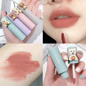Velvet Matte Lip Gloss Beruang Lucu Glasir Bibir Tahan Air Non-Lengket Lip Gloss Kelembaban Tahan Lama Lipstik Lumpur Bibir Tahan Lama -🌹Tamia