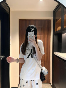 Fashionable Streetwear Womens Cotton Sports Suit Short Sleeve Crewneck Pullover Two-Piece Set Ideal for Summer Birthday Parties