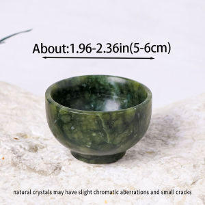 1PC Crystal Crafts Green Jade Healing Gemstone Round Shape Bowl For Home Decoration Handmade Folk Art Ornaments
