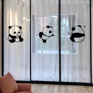 Gấu Trúc Dễ Thương Decal Dán Tường Cho Nhà Bếp Ban Công Cửa Kính Chống Va Chạm Miếng Dán Trang Trí Cho Phòng Trẻ Em Tủ Quần Áo Tủ Lạnh