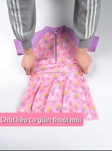 Bộ Đồ Bơi Trẻ Em Cộc Tay YLIKE Có Quần Boxer Đồ Bơi Cho Bé Gái Một Mảnh 4-16 Tuổi