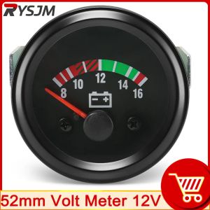 RYSJM | 52MM Voltmeter 12V 24V Water Temperature Gauge 40-120Celsius Oil Temp Oil Pressure Gauge BAR For 12V Universal Vehicle