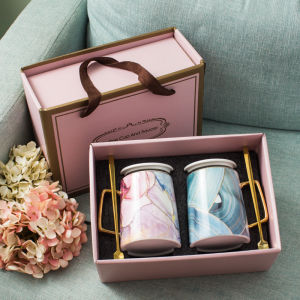Wedding Gift Creative Couple Ceramic Cups Engraved Gift Box Set New Bride And Groom Matching Cups Festive Celebration Items