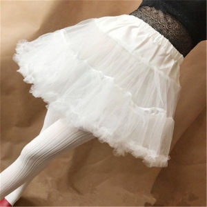 Girls Ruffled Short Petticoat Solid White Color Fluffy Bubble Tutu Skirt Puffy Waistband Mini Hoopless Prom Crinoline Underskirt