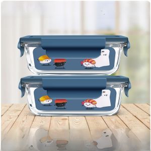 Portable Glass Lunch Box with Lid Sealed ness Preservation for Office Workers Microwave Safe Bowl Fruit Container