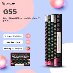 Bàn Phím Chơi Game Cơ Học ONIKUMA G55 61 Phím RGB Có Thể Tùy Chỉnh Có Dây Đèn Nền LED Nhiều Màu Sắc Cho Máy Tính Để Bàn Máy Tính Xách Tay - Bố Cục Tiêu Chuẩn