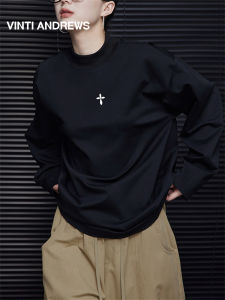 Versatile Black Loose Turtleneck Long Sleeve T-Shirt