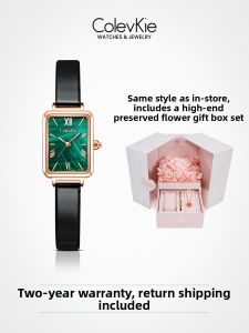 colevkie | Retro Green Small Square Womens Watch Light Luxury