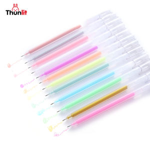 Thunlit Colouring Gel Pen 12 Color 0.5mm  Colored Writing Pen Making Notes for Students School Supplies