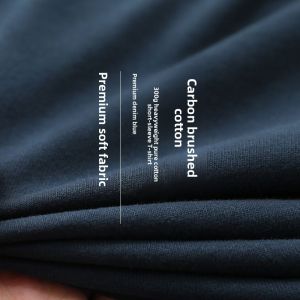 Heavyweight Thick Pure Cotton Short Sleeve T-Shirt Loose Fit Couples Style Male Model Basic Cotton Antibacterial Everyday Wear