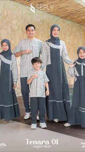 Sarimbit Seply Tenara 01 Legian Blue - Gamis Dewasa Model One Piece Busui Friendly - Celana Dress