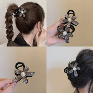 Zircon Flower Hairpin Korean Fashion Elegant Hair Clip Hair Clamp Hair Accessories for Women Girls