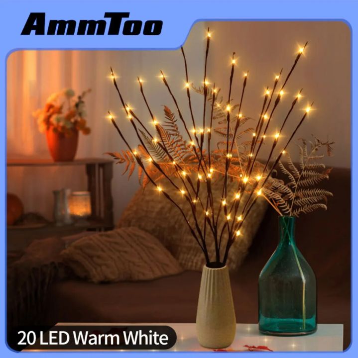 AmmToo 20 LEDs Bulbs Branch Lights Battery Powered Willow Twig Lighted ...