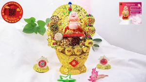 Tháp tỏi phong thủy di lạc hoan hỉ vẫy quạt năng lượng có đèn - TỎI CÁT TƯỜNG