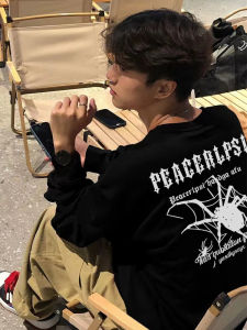 American Casual Stylish 270G Heavy Weight Pure Cotton Long Sleeves T-Shirt Mens Autumn Street Tide Brand Bottoming Shirt Tops Ins